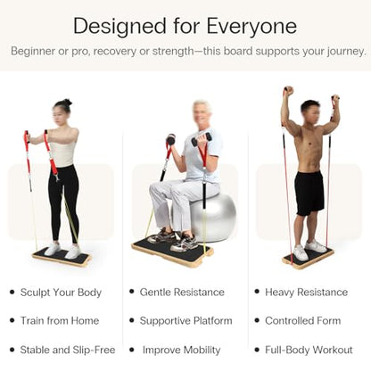StrongTek Wooden Slant Board & Resistance Training Board Set – Adjustable Incline Stretch Board + Bamboo Exercise Platform for Strength, Rehab & Full-Body Workouts