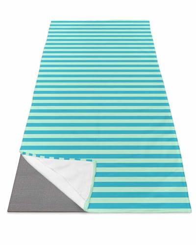 Modern Striped Yoga Towel for Hot Yoga Non Slip, Geometric Abstract Minimalist Yoga Mat Towel Absorbent Yoga Sweat Towels Microfiber Hot Yoga Blanket for Bikram Pilates Fitness 26"x74" - color: Auqamarin Springgreen, size: 26x74in