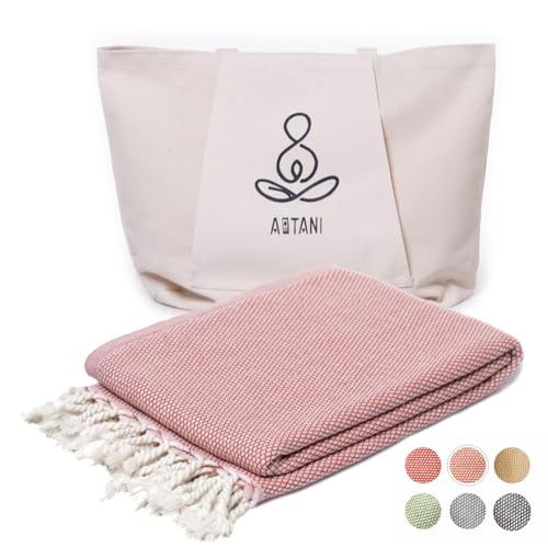 ATANI Turkish Beach Towel, Converts to a Bag, Oversized 100% Cotton Bath Towels Lightweight Quick-Dry Beach Blanket for Travel, Picnic, Camping, Yoga and Pool (Orange + Bag, 35 inc x 69 inc) - color: Orange + Bag, size: 35 inc x 69 inc
