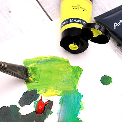 Artecho Black Acrylic Paint, Lamp Black Paint (120ml / 4.05oz) Tubes, Art Craft Paints for Canvas, Rock, Stone, Wood, Fabric, Art Supplies | Semi Glossy Finish, High Pigment Rich Color Craft Paint for Canvas, Rocks, Wood, Fabric, Ceramic, Non-Toxic - colo