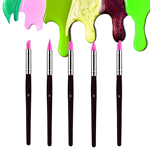 Sdanart Professional Silicone Rubber Tip Paint Pens Brushes, 5pcs Silicone Paint Brush, Flexible Clay Sculpture Tools（Size 8） | 5 PCS Professional Silicon Color Shapers Brushes，Rubber Paintbrush，Flexible Clay Sculpture Tools - size: size 8