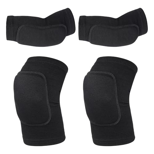 obmwang Volleyball Knee Pads and Volleyball Arm Pads Set for Kids Youth Volleyball Yoga Dance Football Basketball Running, Large - color: Black, size: Large