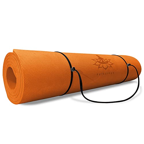 Hatha Yoga TPE Yoga Mat 72"x 27"x1/3" Non-slip Exercise Mat | Thick Eco-friendly Workout Mat for Home, Yoga, Pilates & Floor Workouts - color: orange