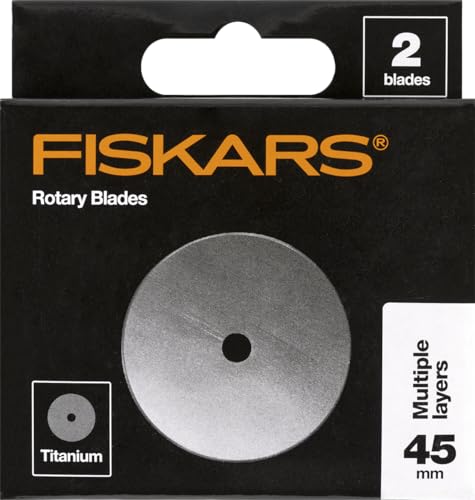 Fiskars 45mm Titanium Rotary Cutter Blade Replacements for Fabric, 2-Pack | Premium Steel with Titanium Coating for Ultimate Durability, Precision Cutting for Crafts, Sewing, and Quilting Projects - size: 45mm, style: 2 Pack - Titanium