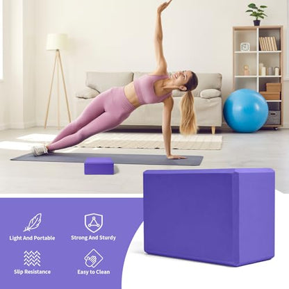 Yoga Blocks, Non Slip Yoga Bricks, Portable & Lightweight - color: 1팩-바이올렛-22.9x15.2x10.2cm(9x6x4인치), size: 9x6x4 IN