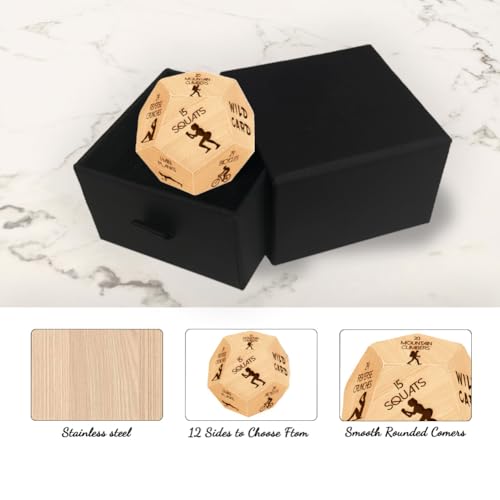 UNICRAFTALE Exercise Decision Dice Fitness Dice Wooden Decision Sieve with Velvet Packing Pouches Cycling Sports Game Dices Gifts for Him Her Women Men Friend Couple