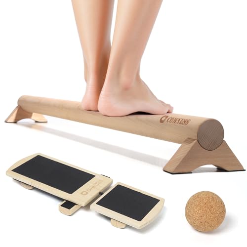 Versatile 40 Inch Beech Wood Balance Beam for Home Use - Enhance Balance, Ankle Strengthener Foot Exerciser for Sprained, Physical Therapy Purposes for Plantar Fasciitis Relief - color: Light Wood