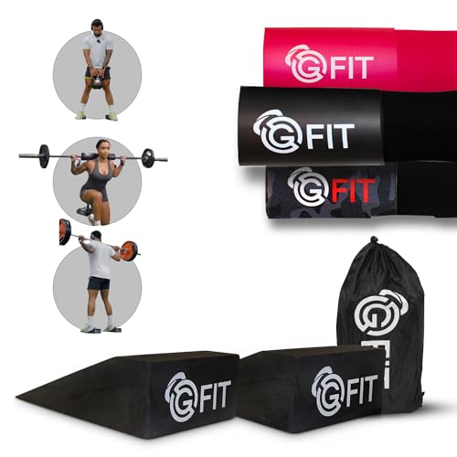 Squat Wedge Block & Barbell Pad Set - 2-Pack Non-Slip Wedges for Elevated Heel Lifts, Deadlifts, and Calf Stretching - Hip Thrust Pad for Squats, Lunges & Gym Bag
