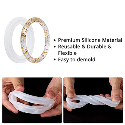 Gartful 6PCS Large Bracelet Resin Molds, Round C Font Silicone Jewelry Mold for Epoxy Casting, Silicone Bangle Mold for Making DIY Crafts Supplies, 6 Sizes - style: Bracelet
