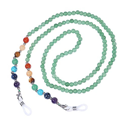 TUMBEELLUWA Reiki 7 Chakra Stone Beads Eyeglasses Chain for Women Men - color: Green