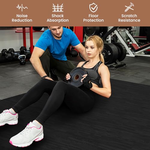 Tangkula 25 Tiles Foam Flooring Mats with Border, 100 SQ FT EVA Interlocking Exercise Foam Mats for Exercise Equipment, Elastic Puzzle Play Mats, 3/8” Non-Slip Workout Floor Mats for Home Gym (Black) - size: 100 sq.ft, Black