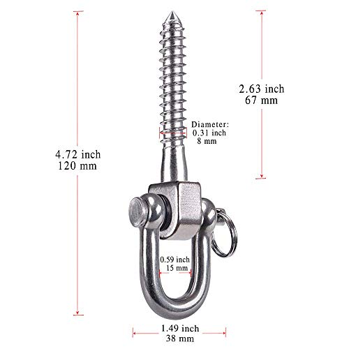 SELEWARE 2 Pack Swing Hangers Swing Set Hooks Stainless Steel Hammock Hooks - color: Stainless 2 Pack Swing Hooks