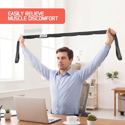 Stretching Strap for Physical Therapy and Home Rehab, 10 Loops - color: Black