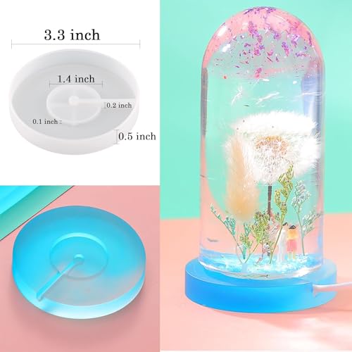 Actvty Round Display Base Silicone Mold with 6Pcs Led Light for Resin Casting, USB Powered for Lamp Resin Molds DIY Epoxy Craft Luminous Lamp Base Home Decorations - color: lamp base mold + 6 light sets