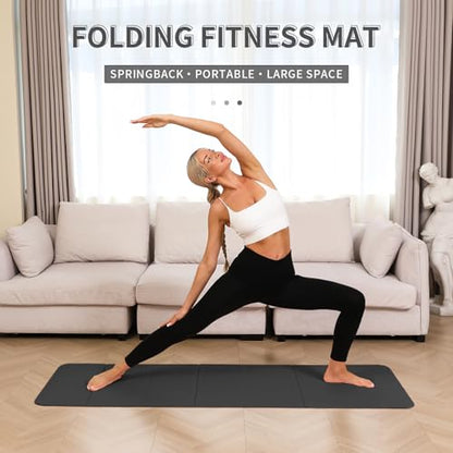 PAIDU Foldable Yoga Mat 10mm Thick, 75"x26" Non-Slip Fitness Exercise Mat - color: Black