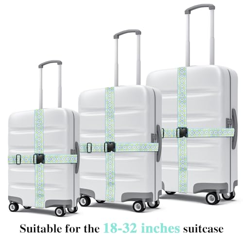 6 Pieces Luggage Straps Patterned Luggage Strap Suitcase Straps Luggage Belt Adjustable Travel Luggage Belt Strap with Quick Release Buckle, 2 inches Wide by 72 inches Long (Flower Style) - style: Flower Style