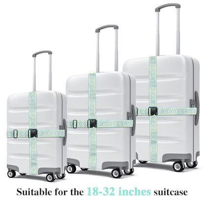 6 Pieces Luggage Straps Patterned Luggage Strap Suitcase Straps Luggage Belt Adjustable Travel Luggage Belt Strap with Quick Release Buckle, 2 inches Wide by 72 inches Long (Flower Style) - style: Flower Style