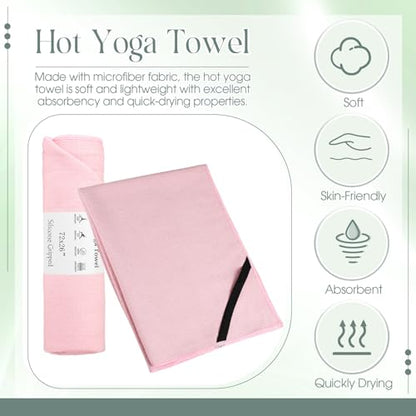 Hahafelt 3 Pack Hot Yoga Mat Towel Non Slip, Morandi Pink Blue Green - color: Morandi Pink Blue Green