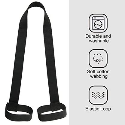 Cosmos Yoga Pilates Mat Strap - Looped Sling/Harness/Carrier Strap with Stretching Band Loops for Pilates, Exercises & Aerobics Mat Carrying - Soft & Durable Cotton, Black
