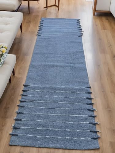 Payal Rugs Cotton Yoga Mat - Eco-Friendly Hand-Woven Rug - Non Slip & Thick (24”x72”x5mm) for Yoga Everyday Fitness at Home - Comfortable Extra-Long - color: Sky Blue