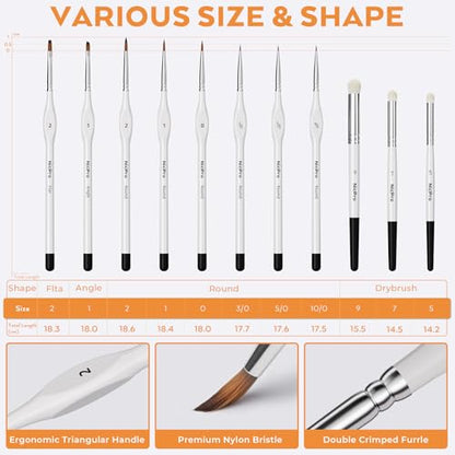 Nicpro Miniature Painting Kit with Wet Palette, Detail Paint Brush Drybrush | 11PCS Detail Paint Brushes Drybrush, 100PCS Wet Pallet Paper, 4PCS Sponge, Brush Holder, For Miniature Model Painting - color: White