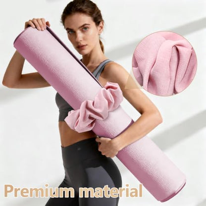 Yoga Mat Scrunchie - Stylish Holder, Durable & Elastic Fabric - Fits All Standard Mats (Mat Not Included) - color: Pink