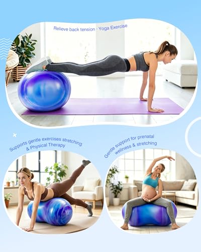 ZOOJOY Peanut Ball for Kids and Adults | 18/20Inch Anti-Burst Exercise Ball - color: Purple & Blue, size: 39 x 20 Inch