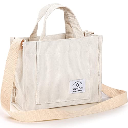 WantGor Tote Bag for Women, Corduroy Crossbody Bags Shoulder Handbag - color: Beige