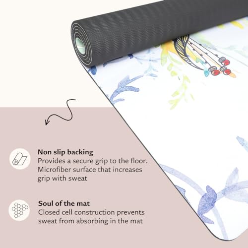 Shakti Warrior TPE Yoga Mat (72 inch x 24 inch x 6mm Thick) | Artist-designed premium TPE yoga mat with a non-slip surface for regular yoga, hot yoga, Pilates, workouts and practice. - color: Dreamcatcher