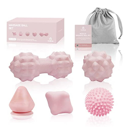 Massage Ball Set for Myofascial Trigger Point Release & Deep Tissue Massage, Firm/Soft Mountable Self/Peanut/Spiky/Hand Exercise Ball