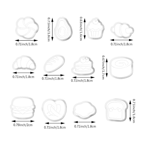 Xaekicr Bakery & Food Theme Polymer Clay Cutters Set - 12pcs Miniature Shapes Including Croissant, Burger, Avocado, Cupcake, Bread & Toast for DIY Earring Jewelry, Soft Clay Crafts & Scrapbooking - color: S color