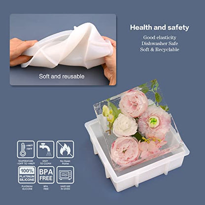 Actvty Square Silicone Molds for Resin, Deep Resin Molds for Epoxy Casting Flowers Preservation DIY Valentine, Anniversary, Wedding Keepsake Home Decor - size: Square Resin Mold