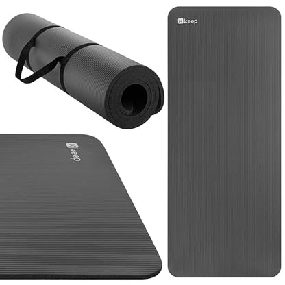 KEEP Extra Thick NBR Yoga Mat - color: Grey, size: 72”x32”x15mm