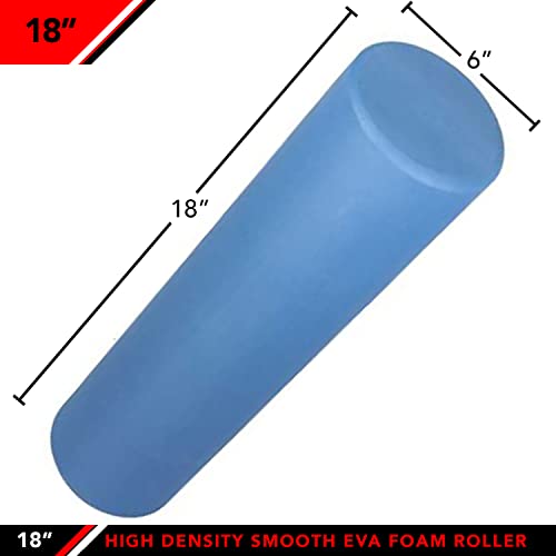 JFIT High Density Smooth EVA Foam Roller - Made in Taiwan - Multiple Size Options Available - Exercise, Massage, Muscle Recovery, Round Foam Roller - color: Blue (Original), size: 18-Inch