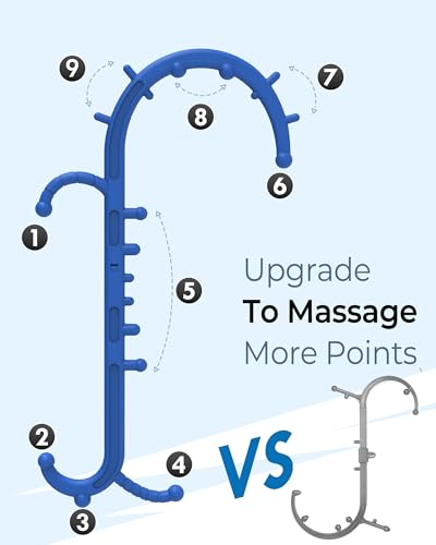 Back and Neck Massager for Pain Relief Deep Tissue, Upgraded Full Body Trigger Point Cane Massage Tools, Massage Stick Pressure Point Hook, Muscle Knot Remover Tool (Blue) - color: Blue