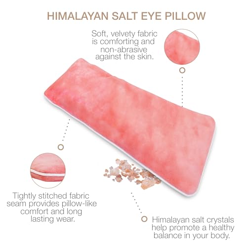 Eurow Luxe Himalayan Salt Eye Pillow Mask, Microwavable & Freezable Warm or Cold Compress for Relaxation, Headaches, Puffiness, Stress Relief, Sleep Support & Eye Strain, Pink