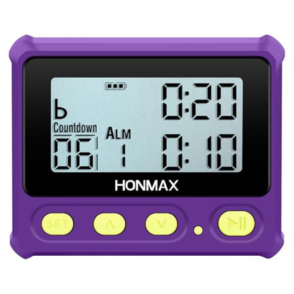 8200 Interval Timer, Stopwatch with Backlight, USB-C Rechargeable Clock (Purple) - color: Purple