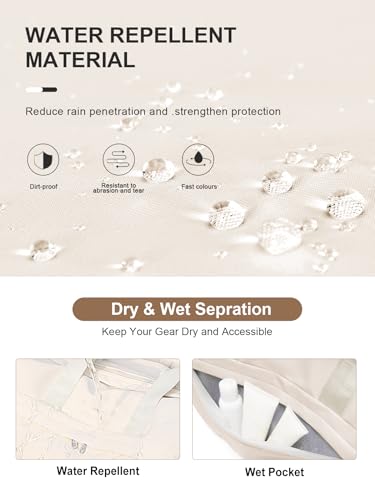Gym Bag for Women with Shoe Compartment, Sport Travel Duffel Bag for Men - color: Beige