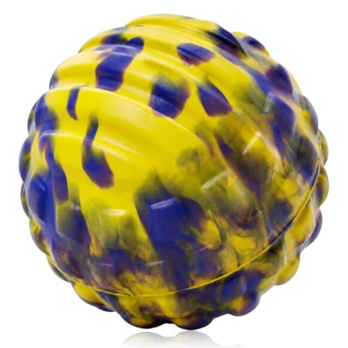 Deep Tissue Massage Ball for Exercise & Recovery - SGS Certification - Targets Back, Shoulder, Legs&Feet - Relieves Muscle Knots, Joint Pain&Tightness, Pressure Point Therapy- Myofascial Release Ball - color: Yellow&blue, size: 1-Pack | 2.8-inch