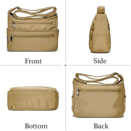 VOLGANIK ROCK RFID Purses for Women Fabric Nylon Multi Pocket Crossbody Bag Ladies Travel Handbag - color: Khaki, size: Standard