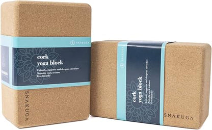 Travel Yoga Mat and Cork Yoga Block 2 Pack