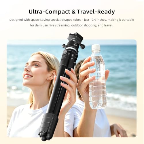 72" Travel Tripod for Camera and Phone, Lightweight Aluminum Tripod with Arca Ball Head, Phone Holder, Quick-Release Plate, Wireless Remote & Carry Bag for DSLR Smartphone Video Recording