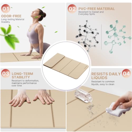Yoga Mat Thick 10mm, Foldable Yoga Mat 75 x 26 x 0.4 Inches - color: Milk coffee