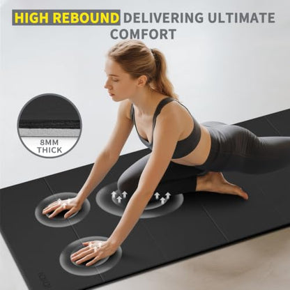 Foldable Yoga Mat Extra Large 74"×31.5" - color: Black+Gray
