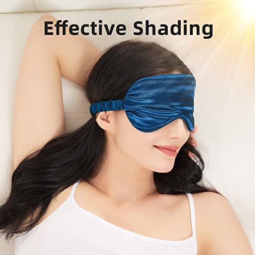LERSVICVIL Sleep Masks 4 Pack Silky Eye Cover Soft Satin Blindfold Elastic Strap Night Eye Shade for Women Men - color: Black, Silver, Pink and Navy