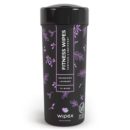 Wipex Yoga Mat Cleaner & Fitness Wipes - Natural Lavender & Vinegar Gym Equipment Cleaner - 75 Gym Wipes to Clean Yoga Mats, Spinning & Peloton Bikes, Weight Machines & Surfaces - size: 75 Count (Pack of 1)