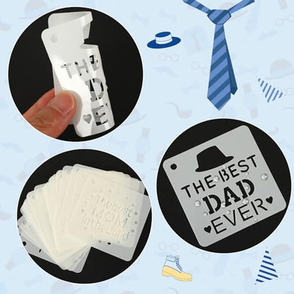 Augshy 56 PCS Happy Mothers Day Fathers Day Stencils, 3 Inch for Painting | Reusable, Happy Mothers Day Stencil, Fathers Day Painting, Scrapbooking Drawing, Wall Floor Decor, DIY Rock Painting - style: Father's/Mother's Day