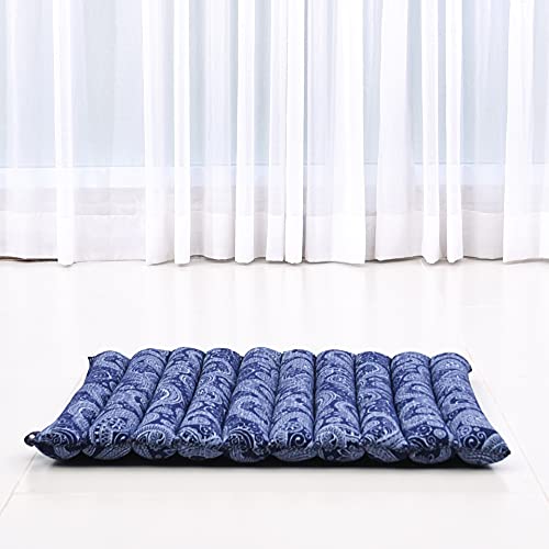 Leewadee Meditation Cushion Set – 1 Small Zafu Yoga Pillow and 1 Small Roll-Up Zabuton Mat Filled with Kapok - color: Cbt1 - Blue