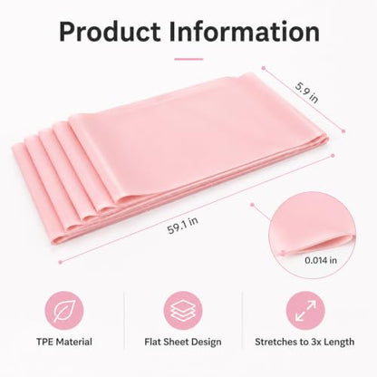 TPE Resistance Bands Flat Exercise Stretch Bands for Yoga Pilates Home Fitness Training - color: Pink
