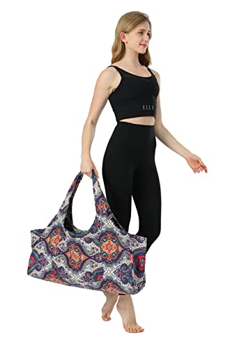 Aozora Yoga Mat Bag Large Yoga Mat Tote Sling Carrier with Pockets Fits Mats with Multi-Functional Storage Pockets Light and Durable - color: Celestial
